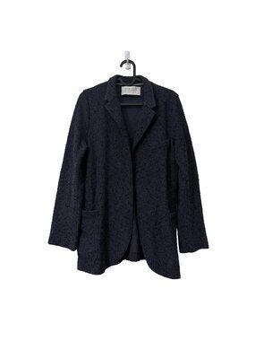 Harris Wharf London Womens Navy Boucle Open Front Knit Blazer Size IT44